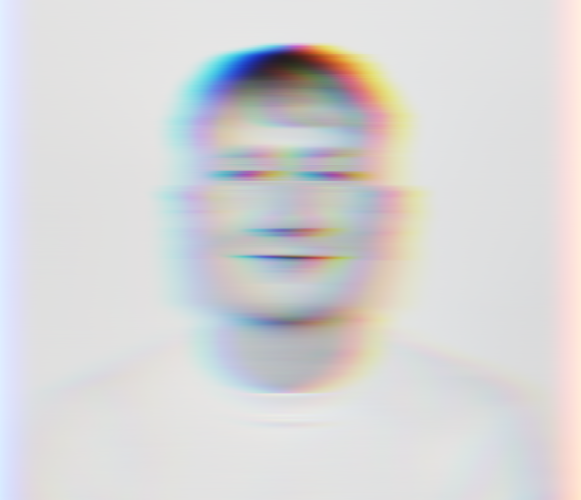 Headshot of Tom with lens distortion effect